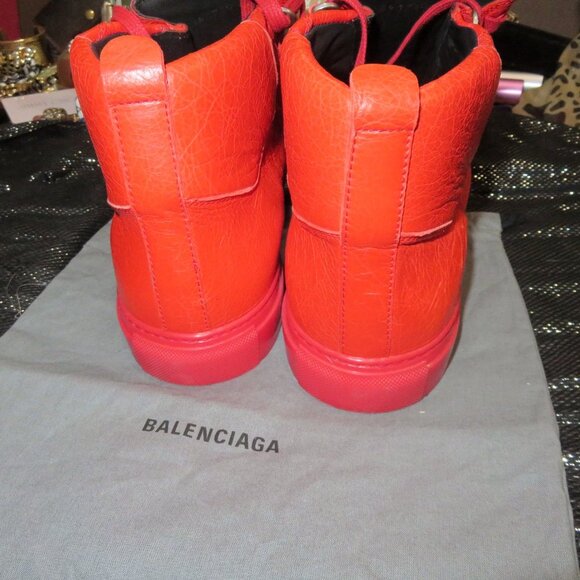 BALENCIAGA ARENA HIGH TOP SNEAKERS SIZE 45 US 12 IN VIBRANT RED - Picture 4 of 10